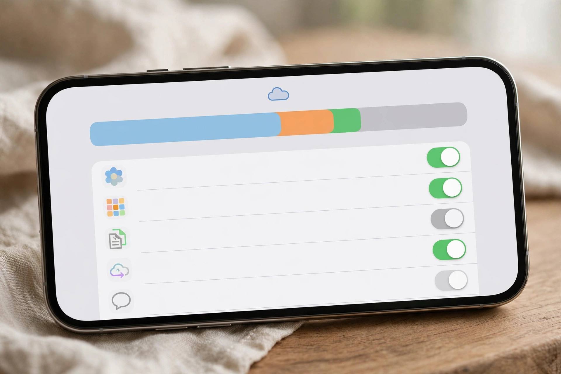 iPhone showing iCloud storage settings screen
