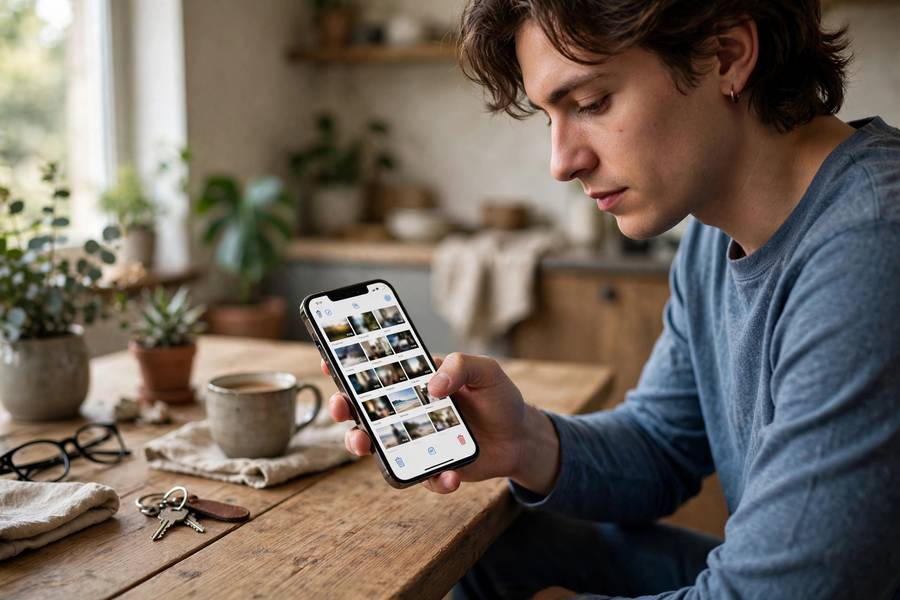 Person reviewing large message attachments on iPhone to delete old videos