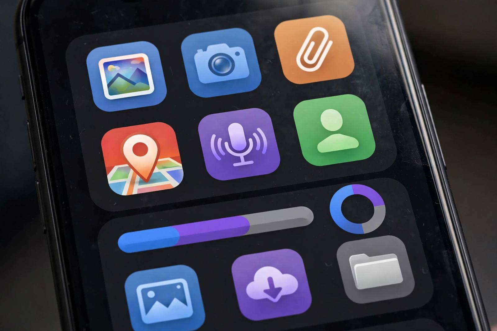 Close-up of an iPhone screen showing message attachments and storage options