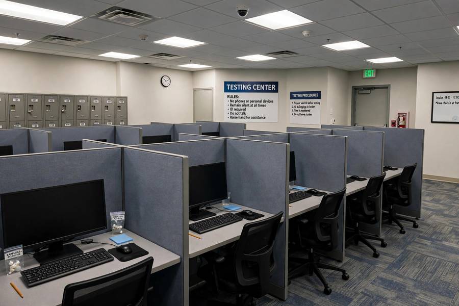 Testing center where students take the exam when learning how to get a GED