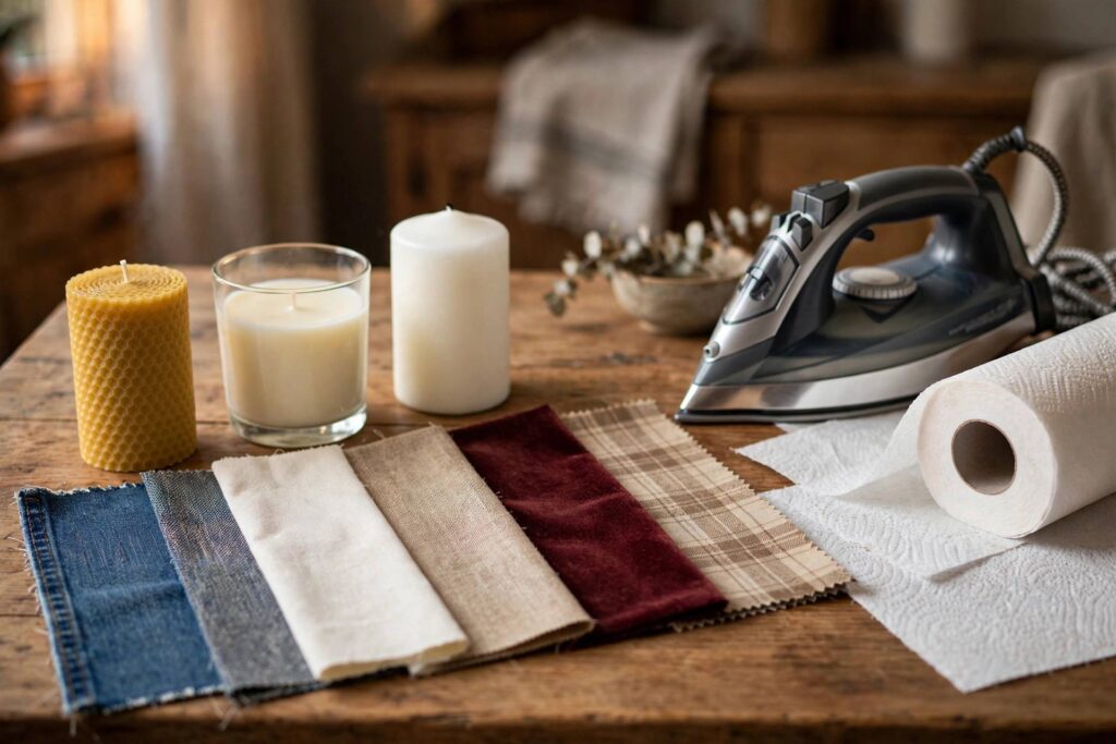 Guide to removing candle wax from fabric by wax type and fabric type