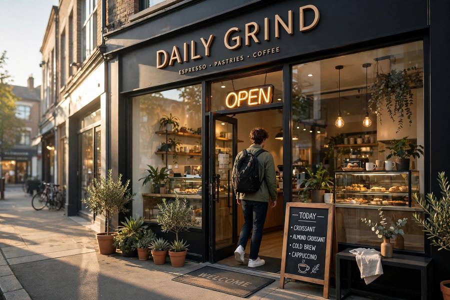 First walk-in customer arriving, the payoff of how to get first customers for small business