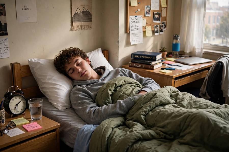 Well-rested student sleeping enough hours to support good grades