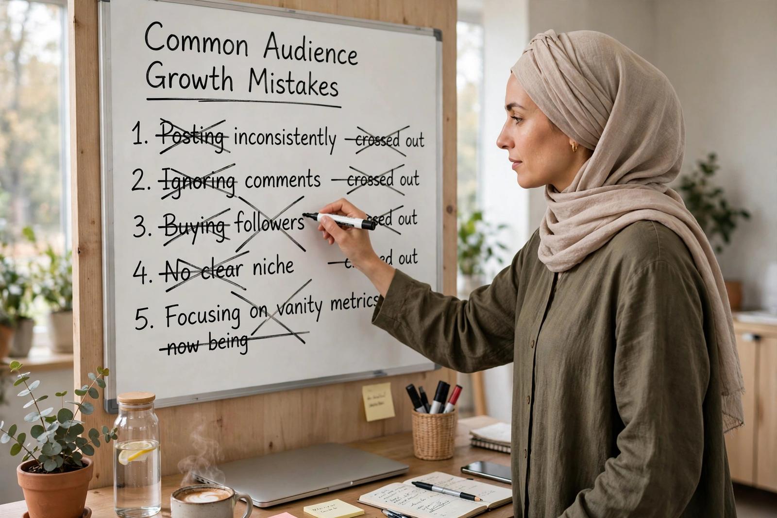 Blogger avoiding common audience growth mistakes
