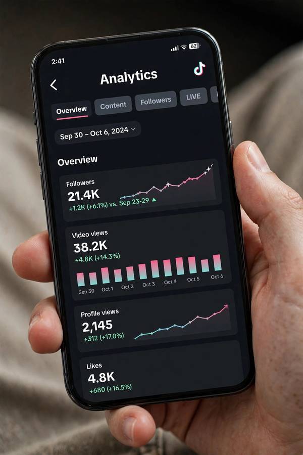Checking TikTok analytics while learning how to grow on TikTok