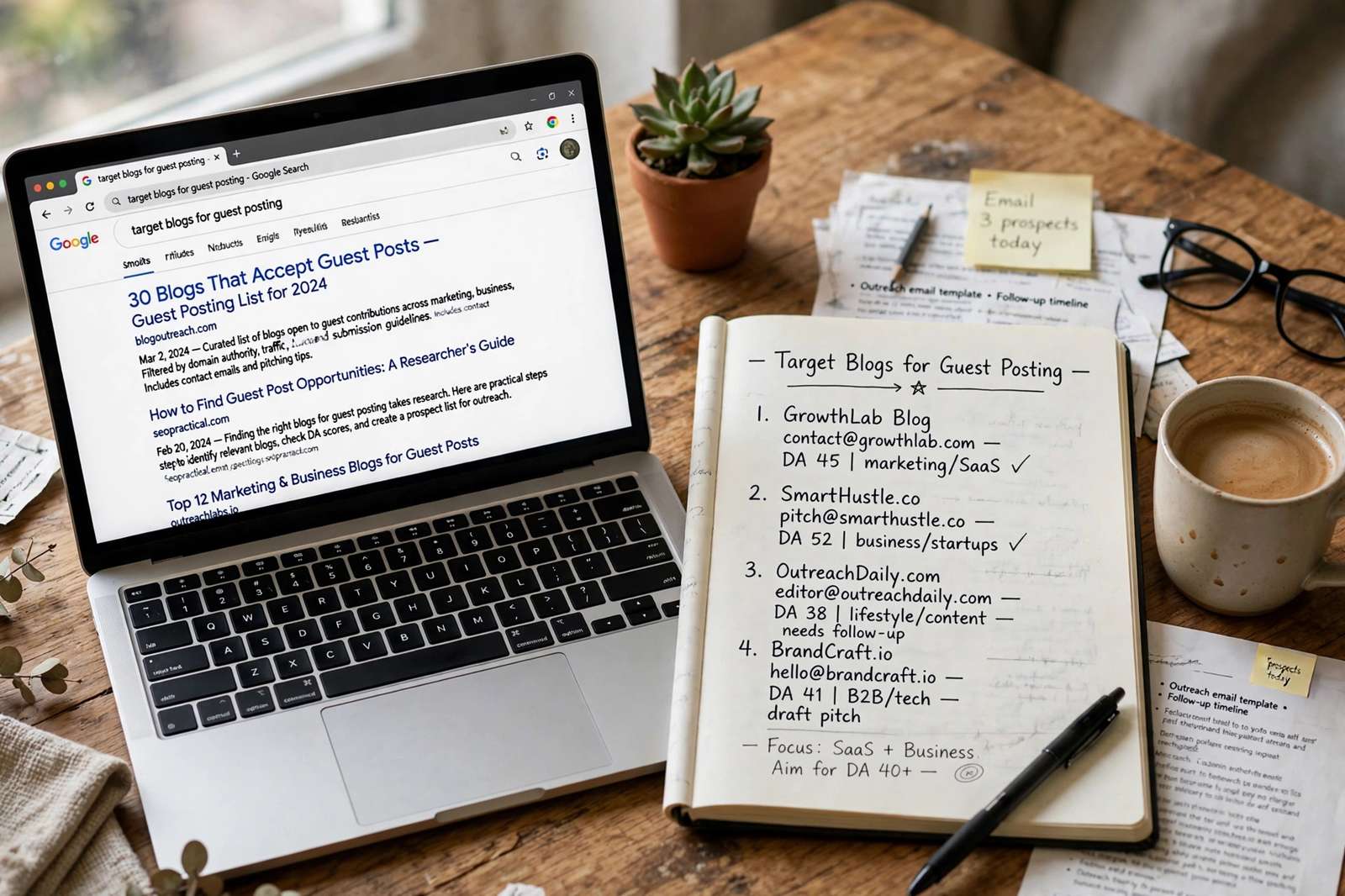 Researching target blogs for guest posting opportunities