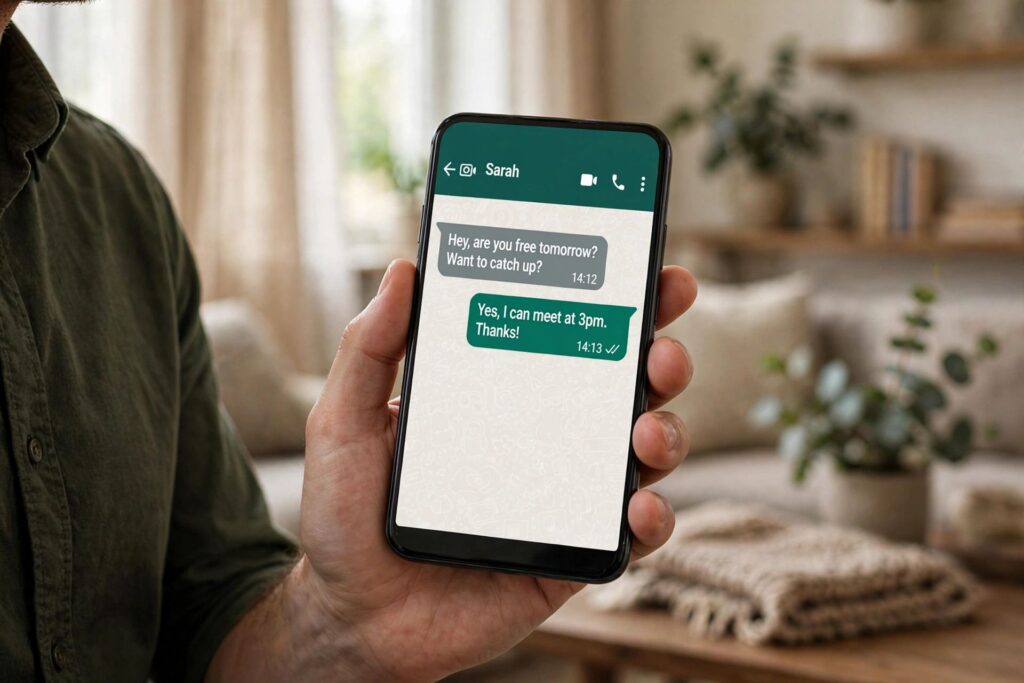 WhatsApp chat screen showing hidden last seen status under a contact name