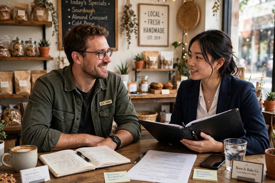 Interviewing a candidate, the key step in how to hire first employee small business