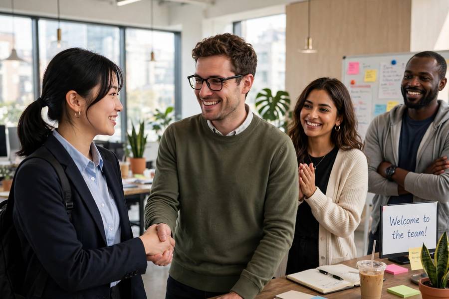 Welcoming a new team member, the payoff of how to hire first employee small business done right