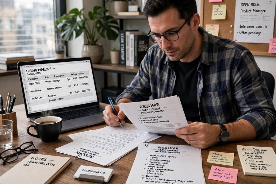 Reviewing applications carefully during how to hire first employee small business