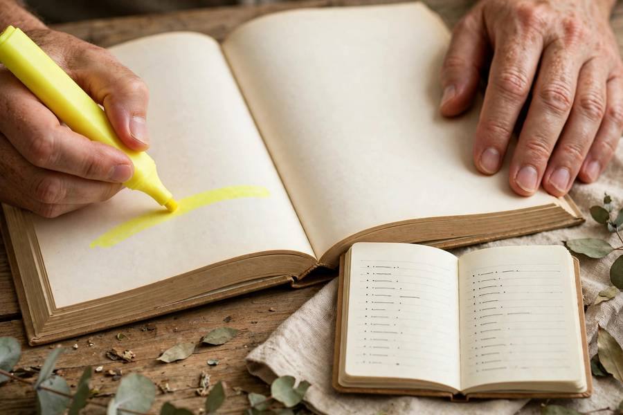 Highlighting English text with vocabulary notebook