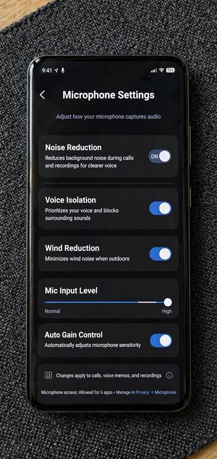 Enabling noise reduction settings to improve voice recognition accuracy