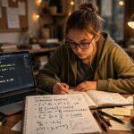 How to Learn Artificial Intelligence: A Practical Roadmap for Beginners Student learning artificial intelligence with Python code and math notes on a desk