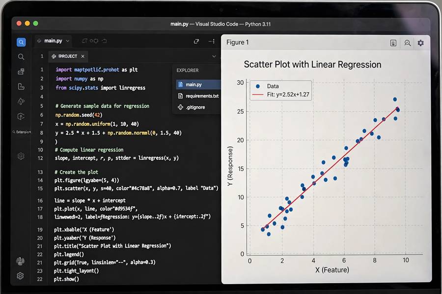 A regression plot coded in Python