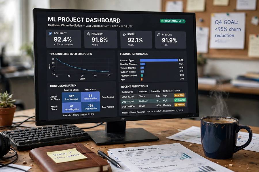A finished machine learning project dashboard