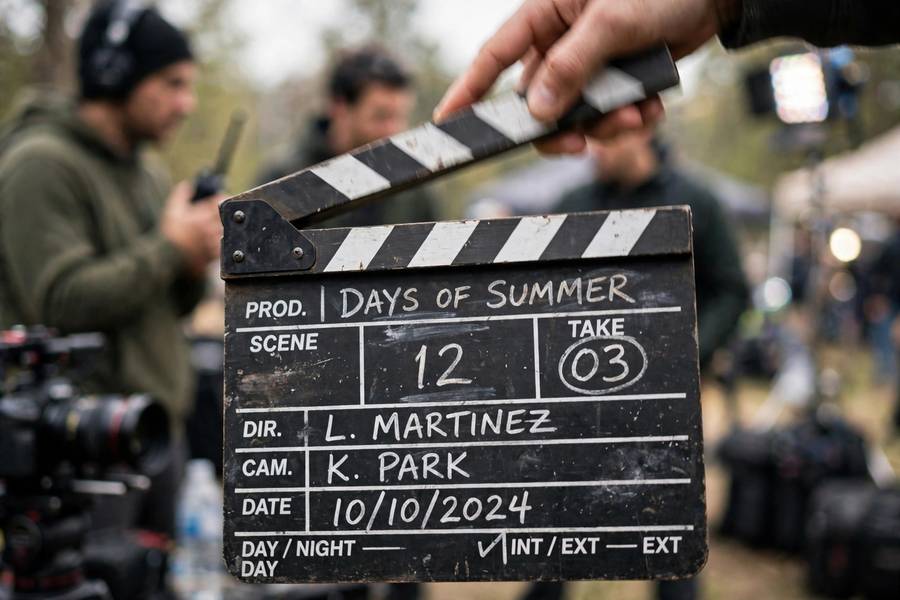 Clapperboard on set while learning how to make a short film