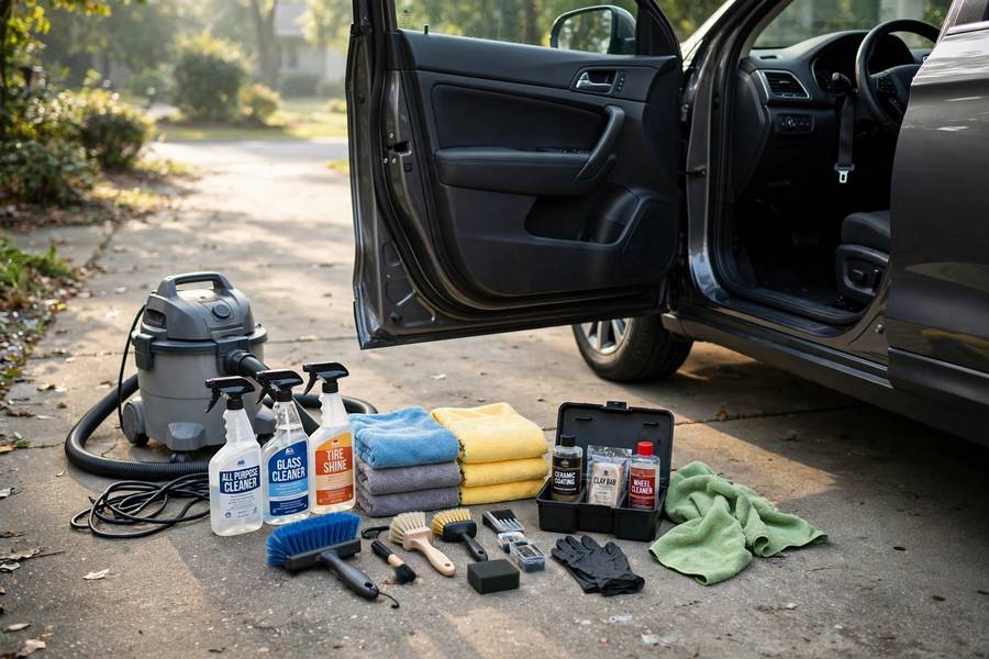 Detailing supplies for learning how to make car smell good at home