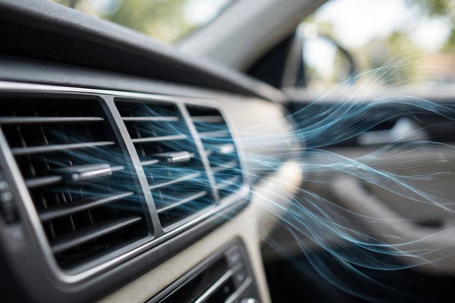 Clean car air vents blowing fresh air after following how to make car smell good steps