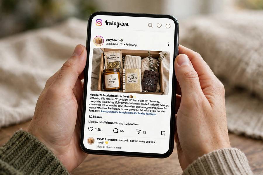 Checking social media engagement, measuring how to market a subscription box