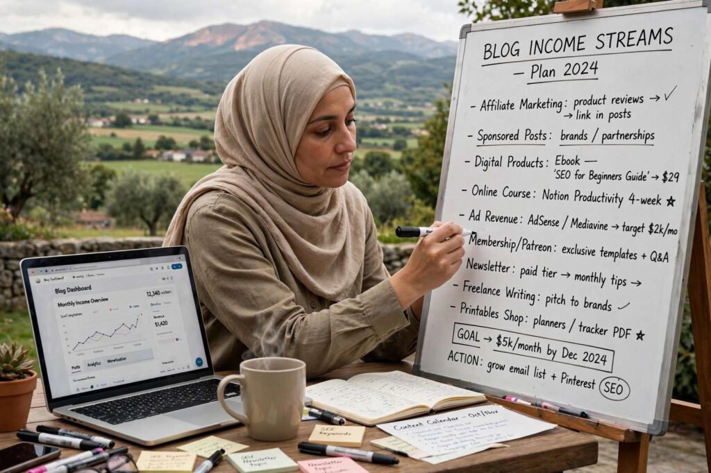 Blogger planning ways to monetize a blog without ads
