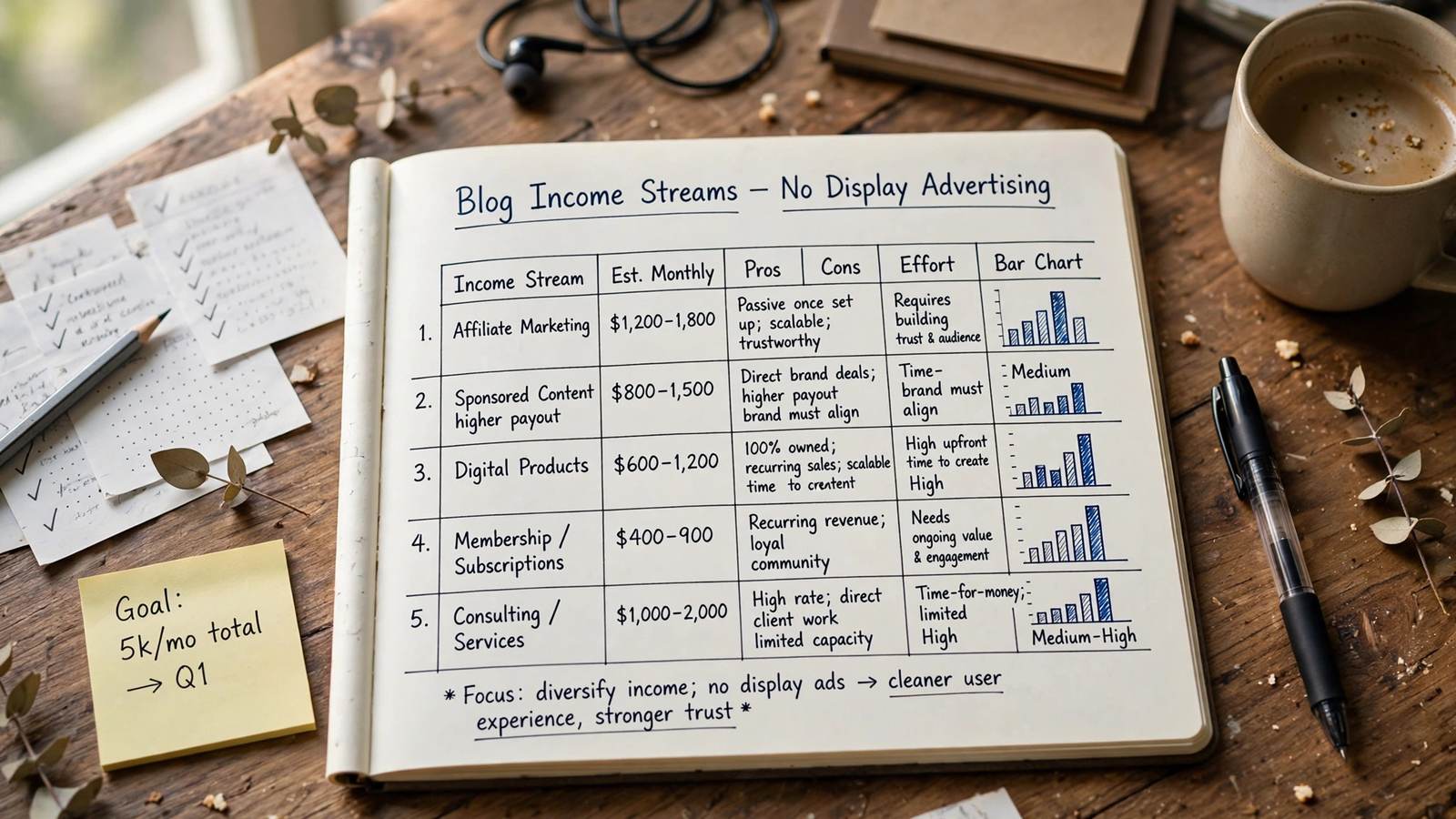 Comparing blog income streams without display advertising
