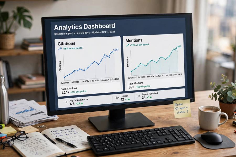 Analytics dashboard tracking AI search citations and brand mentions