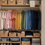 How to Organize a Small Closet on a Budget: 15 Ideas Neatly organized small closet with clothes arranged by color