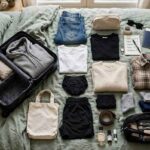 How to Pack a Suitcase Efficiently: The Smart Traveler's Guide Clothes laid out on bed being organized for packing