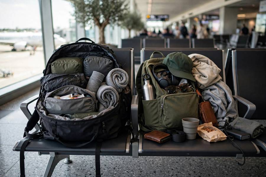 35L backpack and daypack travel setup airport