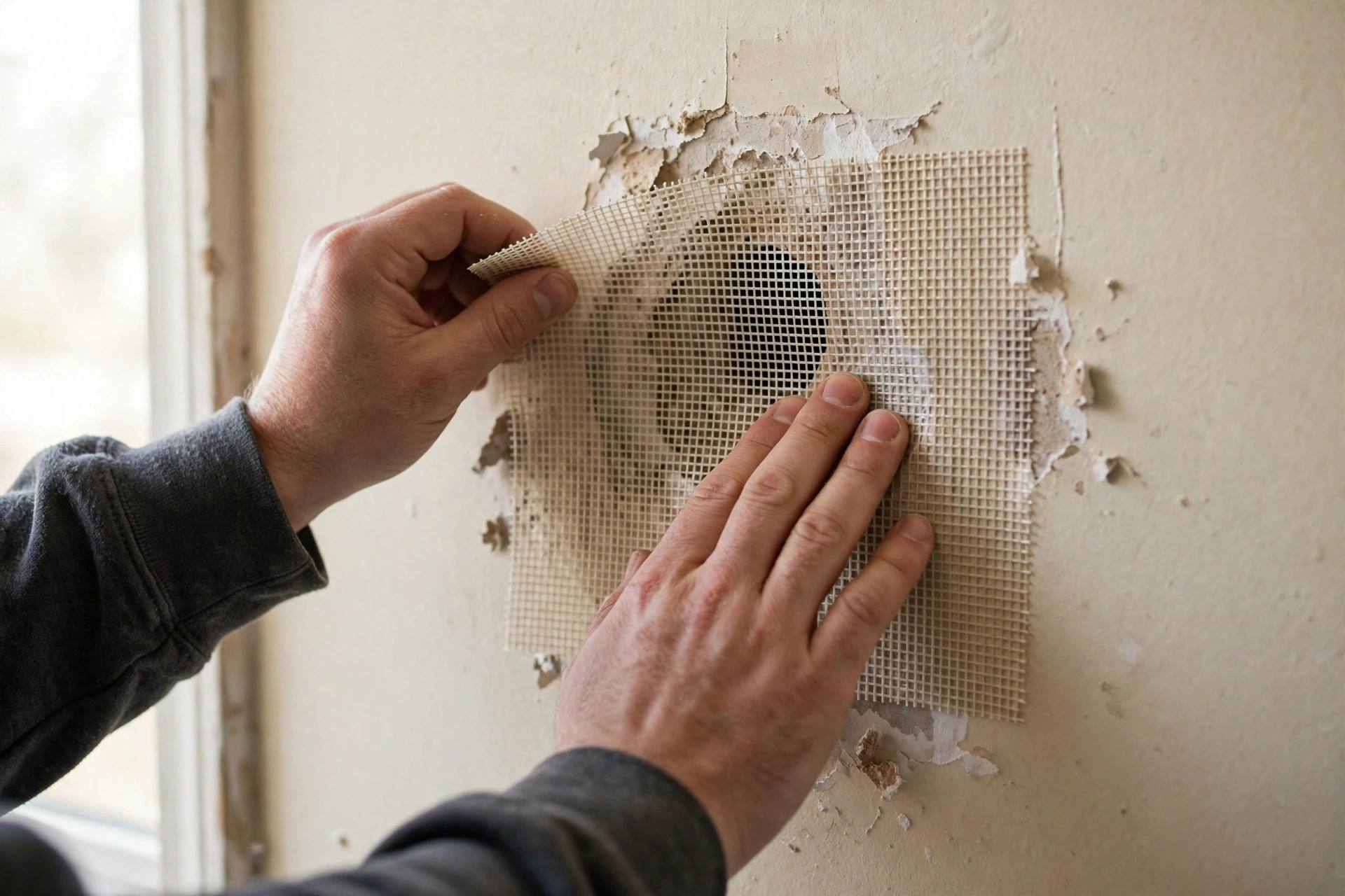 Filling nail holes in drywall with spackle before painting