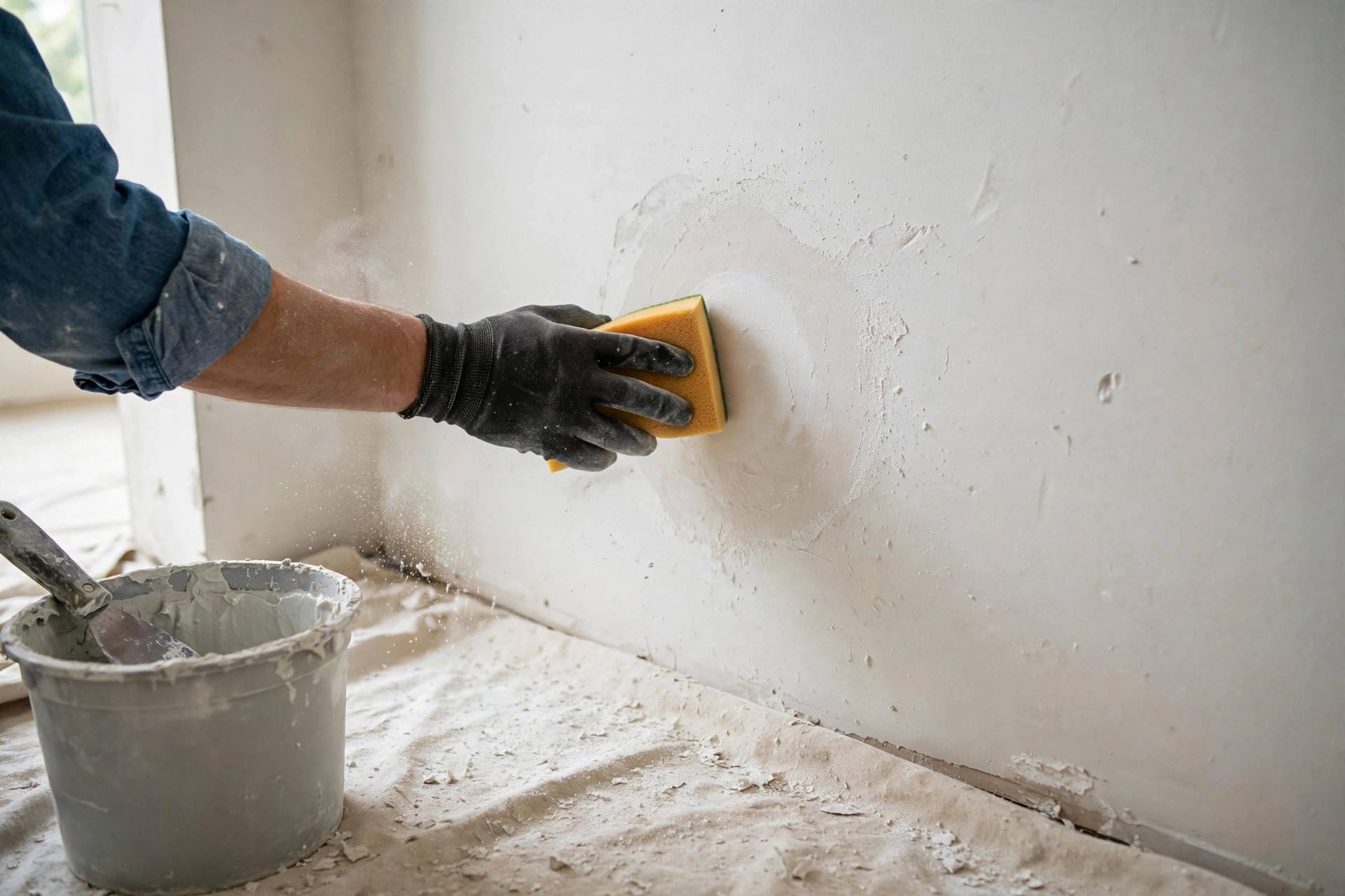 Applying a peel-and-stick drywall patch over a wall hole