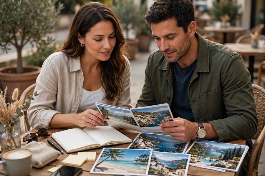 Couple planning destination wedding