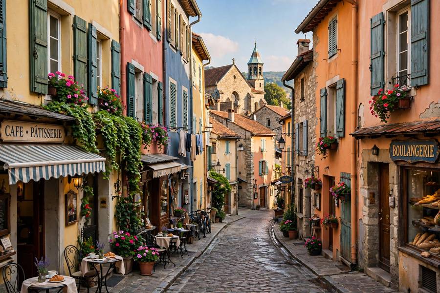Scenic European old town with colorful buildings