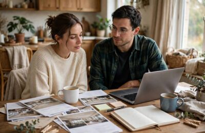 A couple planning their wedding — learning how to plan a wedding starts with budget and guest list