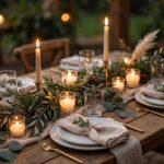 Budget wedding table setting with candles