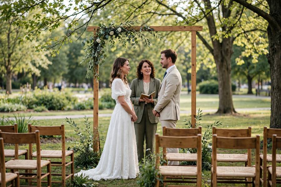 Outdoor budget wedding ceremony