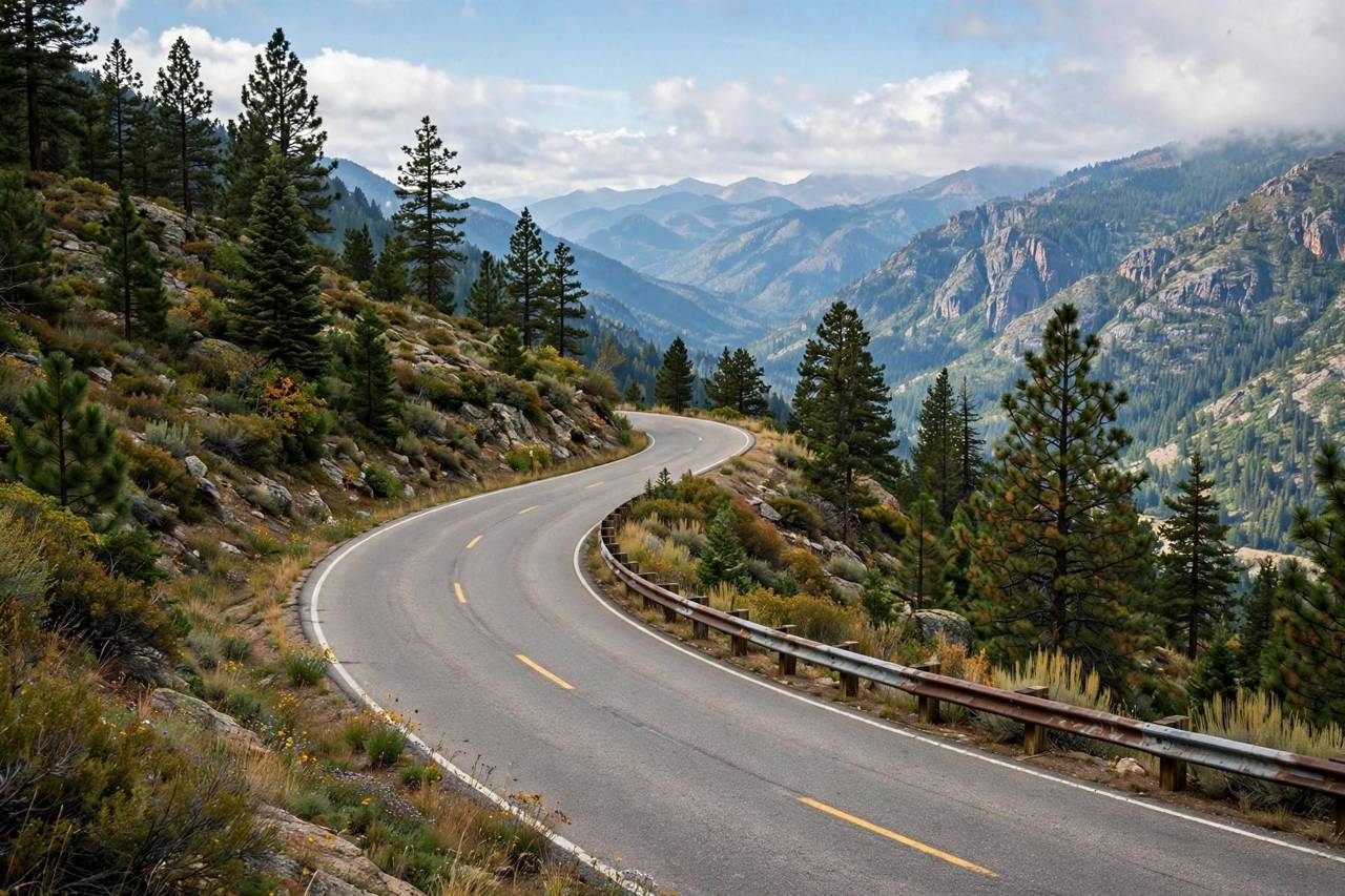 Scenic mountain road perfect for a weekend road trip