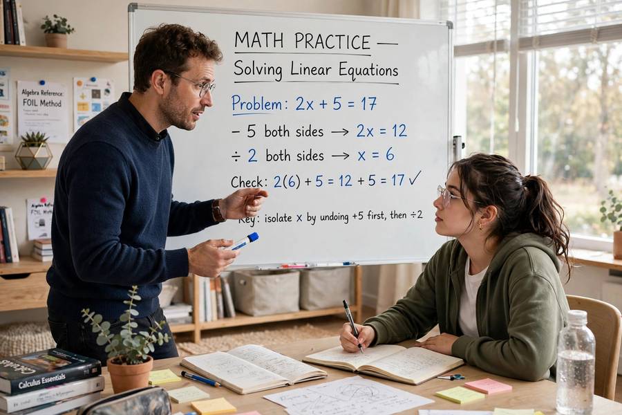 A tutor explaining an ACT math problem on a whiteboard