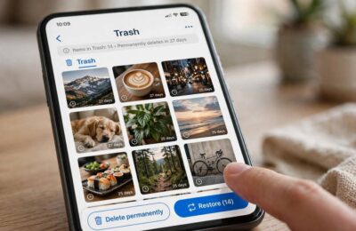 Smartphone screen showing the deleted photos folder you can use to recover deleted photos