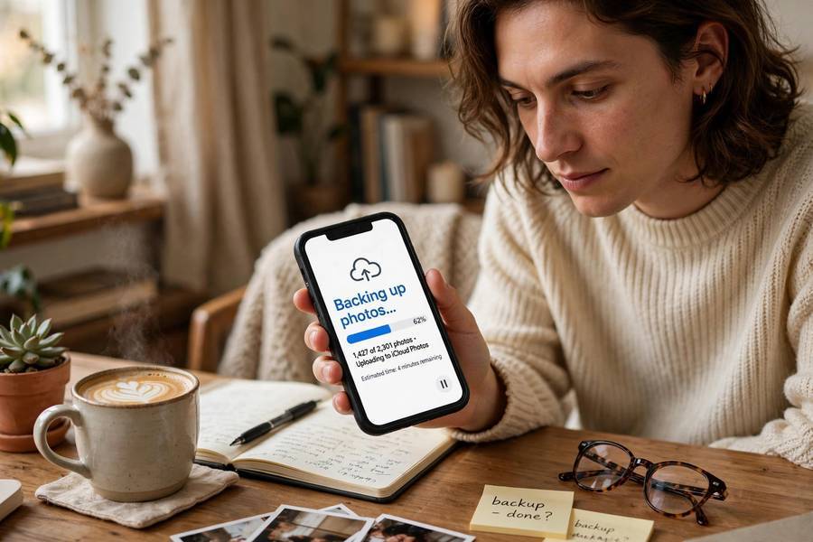 Cloud backup running to prevent the need to recover deleted photos later