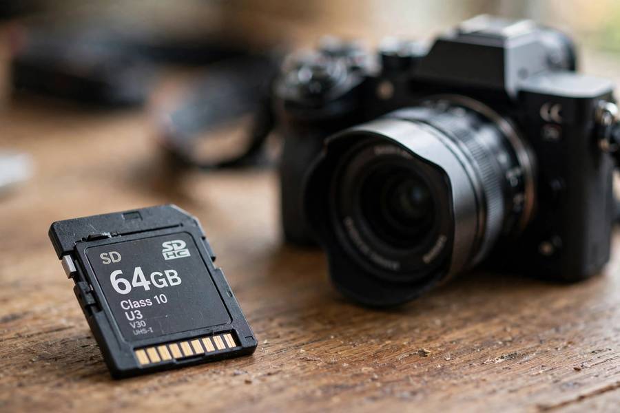 SD card from a camera whose deleted photos may still be recoverable