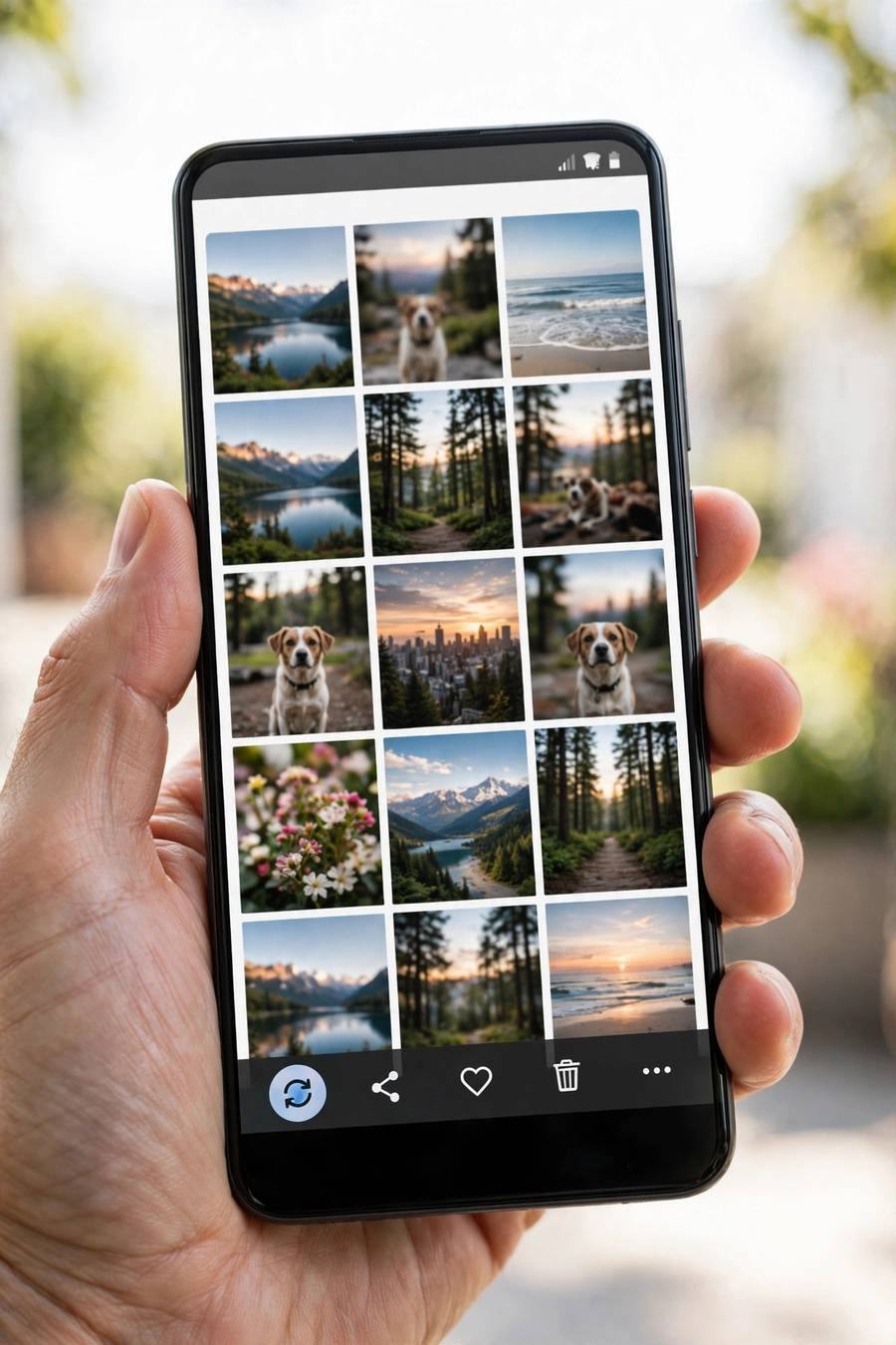 Browsing the trash folder in Google Photos on Android