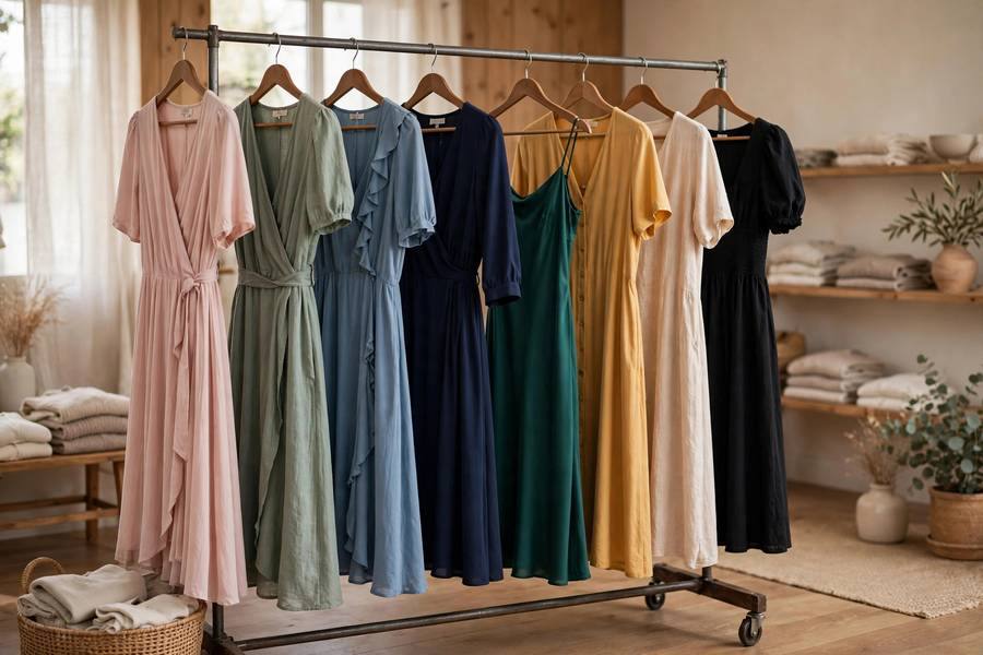 Affordable elegant dress options on a clothing rack