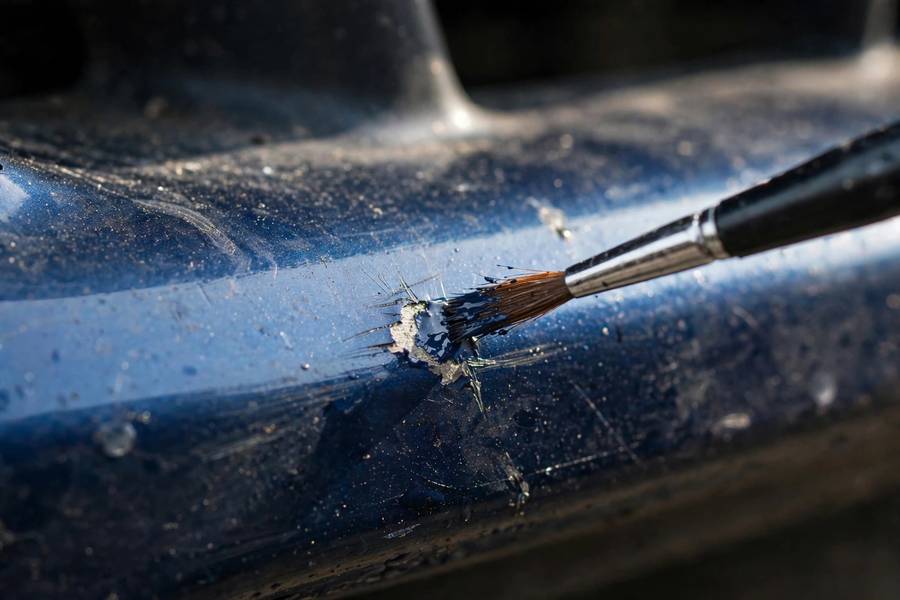 Applying touch-up paint to a small paint chip