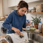 How to Remove Stains From Clothes: The Ultimate Guide Person treating a clothing stain in a laundry room