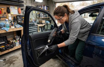 Using a heat gun to soften adhesive, the key technique in how to remove stickers from car paint safely