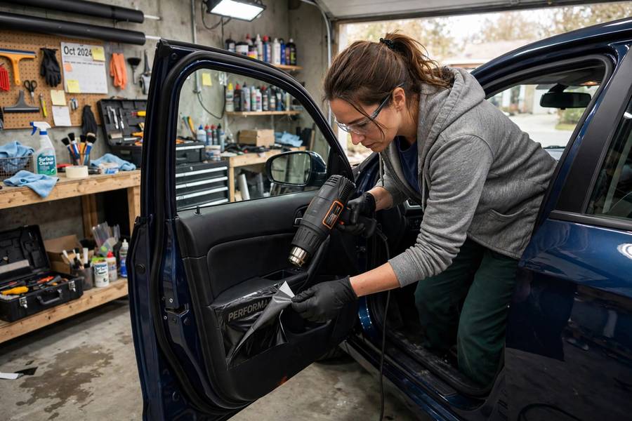 Using a heat gun to soften adhesive, the key technique in how to remove stickers from car paint safely