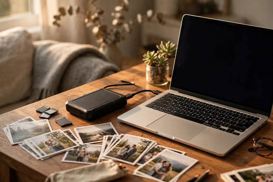 External hard drive storing a photo archive