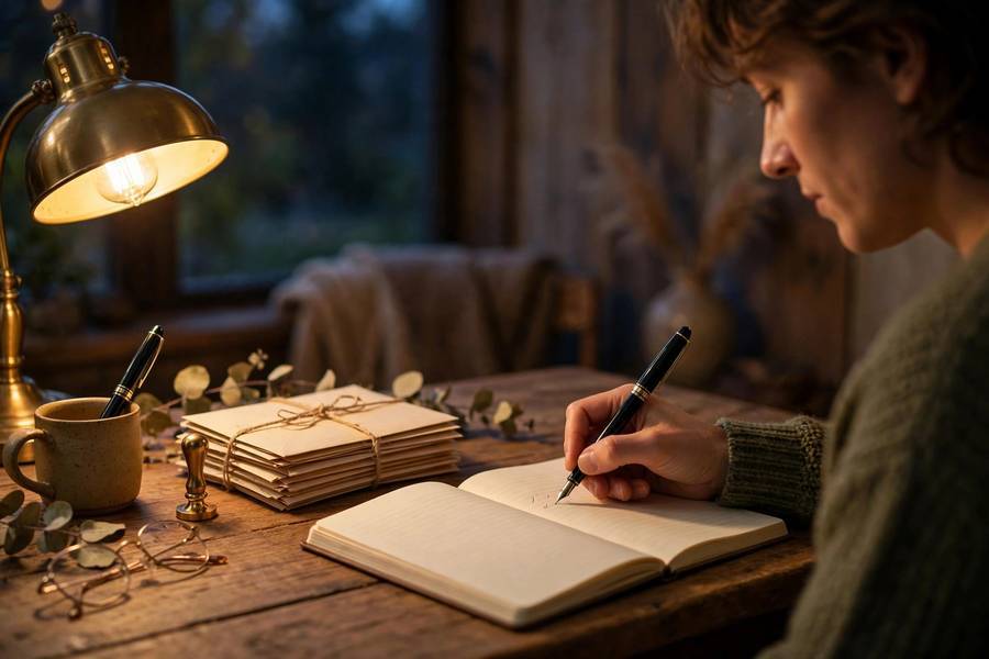 Evening journaling ritual as a way to romanticize your life