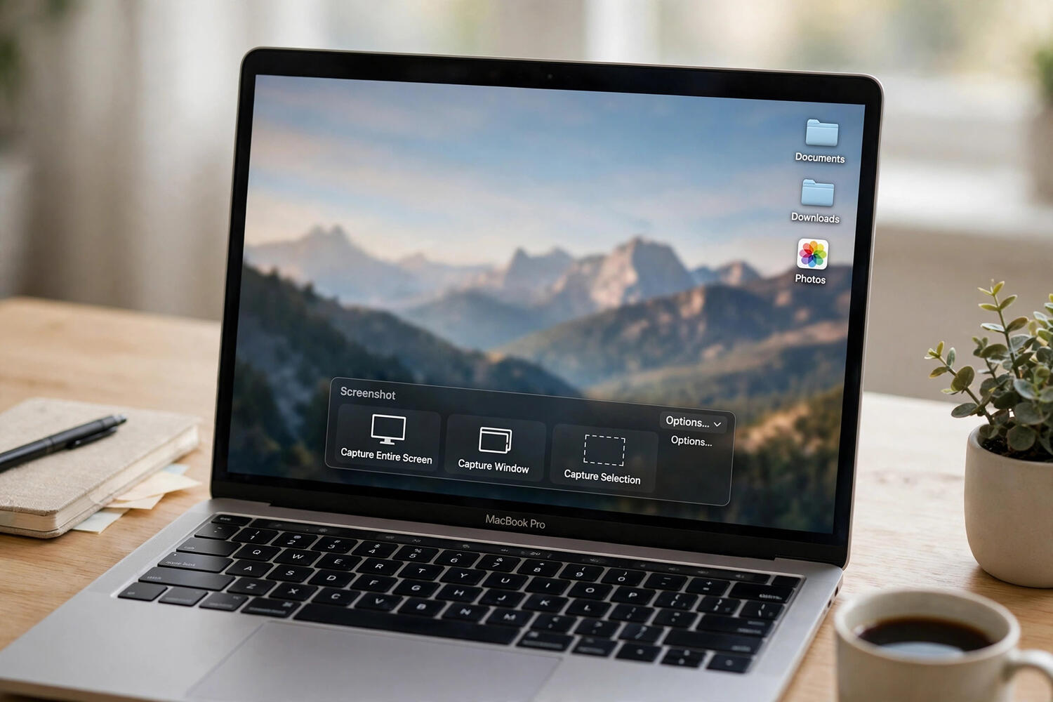 Screenshot toolbar on Mac with capture options visible